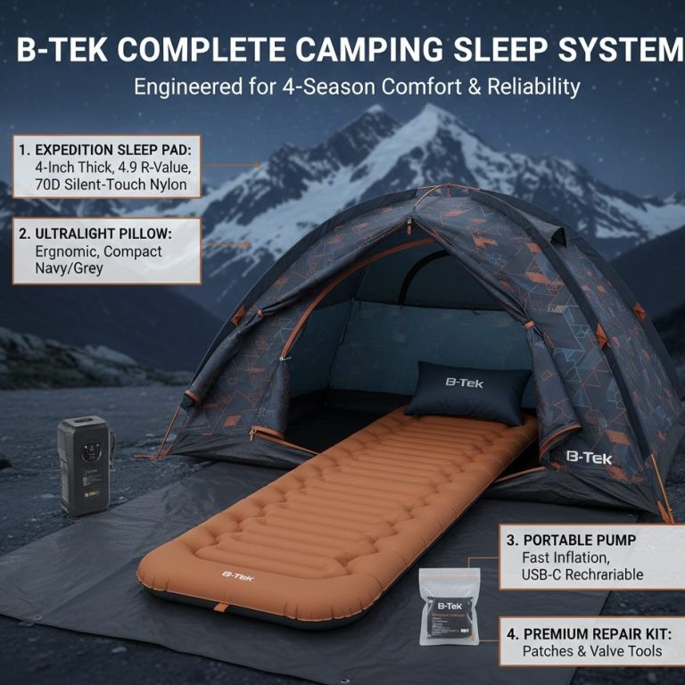 B-TEK Scout Series ultra-lightweight PVC and TPU camping pad with modular joining.