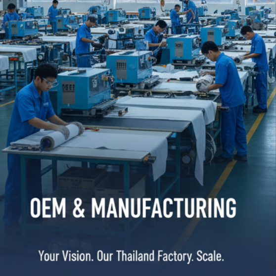 B-TEK high-precision RF welding and PVC production facility in Thailand, certified to ISO 9001 and ASTM standards for Walmart, Disney